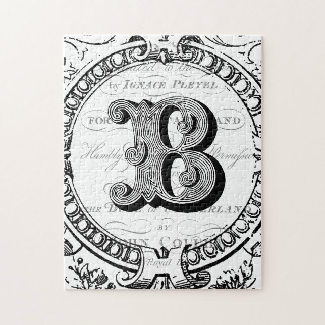Modern Vintage French Monogram letter B Jigsaw Puzzle (Vertical)