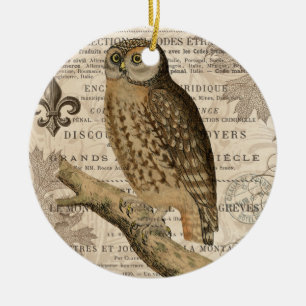 modern vintage french owl ceramic tree decoration