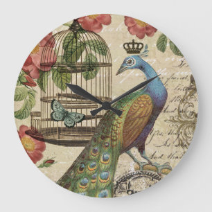 modern vintage french peacock large clock