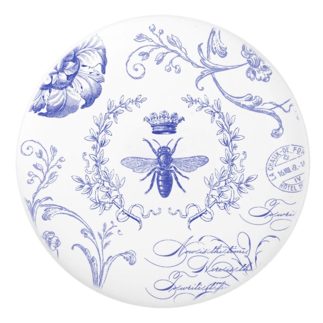 modern vintage french queen bee ceramic knob (Front)