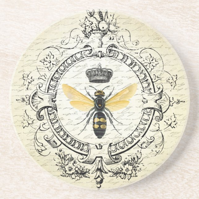 MODERN VINTAGE french queen bee Coaster (Front)