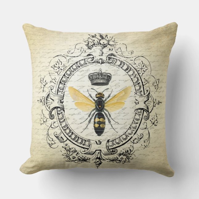 Modern vintage french queen bee cushion (Front)