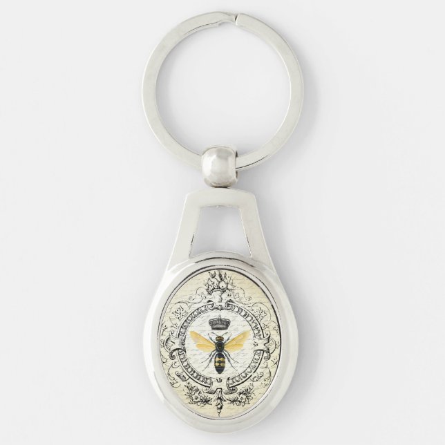modern vintage french queen bee key ring (Front)