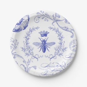 modern vintage french queen bee paper plate