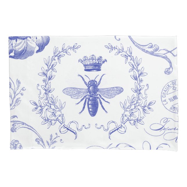 modern vintage french queen bee pillowcase (Front)