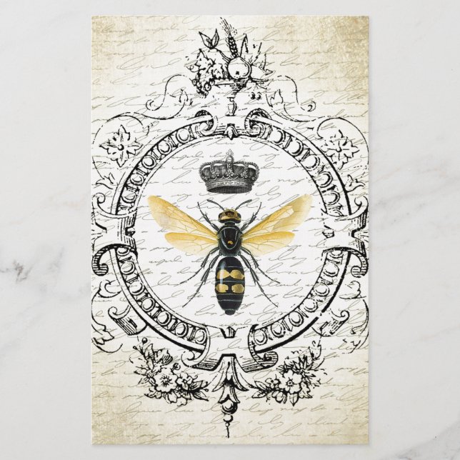 MODERN VINTAGE french queen bee Stationery (Front)