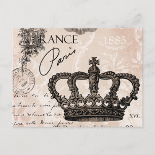 modern vintage french shabby chic crown postcard