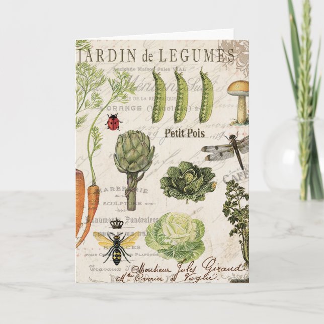 modern vintage french vegetable garden card (Front)