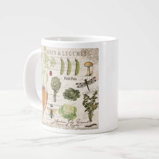 modern vintage french vegetable garden large coffee mug (Front Left)