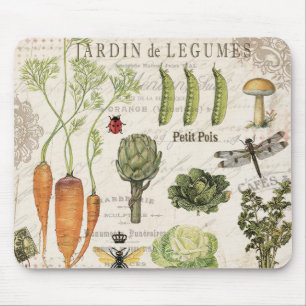 modern vintage french vegetable garden mouse pad