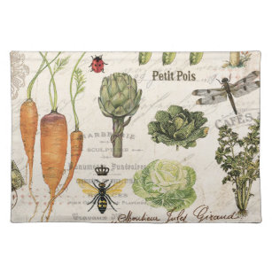 modern vintage french vegetable garden placemat