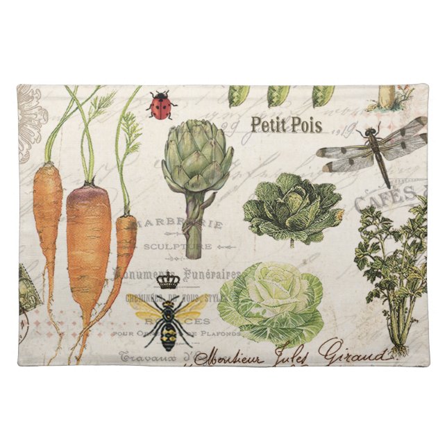 modern vintage french vegetable garden placemat (Front)