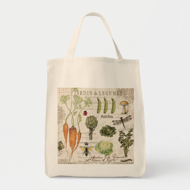 modern vintage french vegetable garden tote bag (Front)