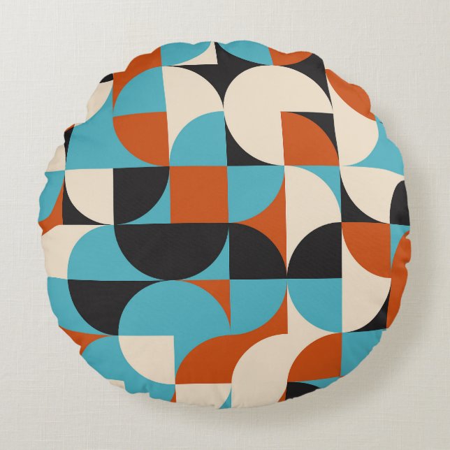 Modern Vintage: Geometric Retro Shapes. Round Cushion (Front)