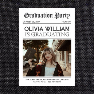 Modern vintage graduation photo invitation