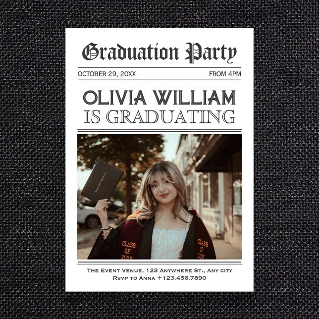 Modern vintage graduation photo invitation (Creator Uploaded)
