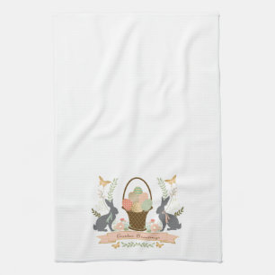 Modern Vintage Graphic Easter collage Tea Towel