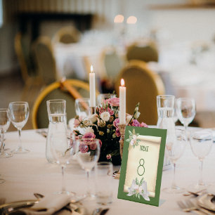 Modern Vintage Green Floral Wedding Menu Pedestal Sign