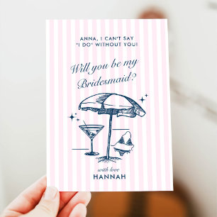 Modern Vintage Grey Bridesmaid Proposal Card