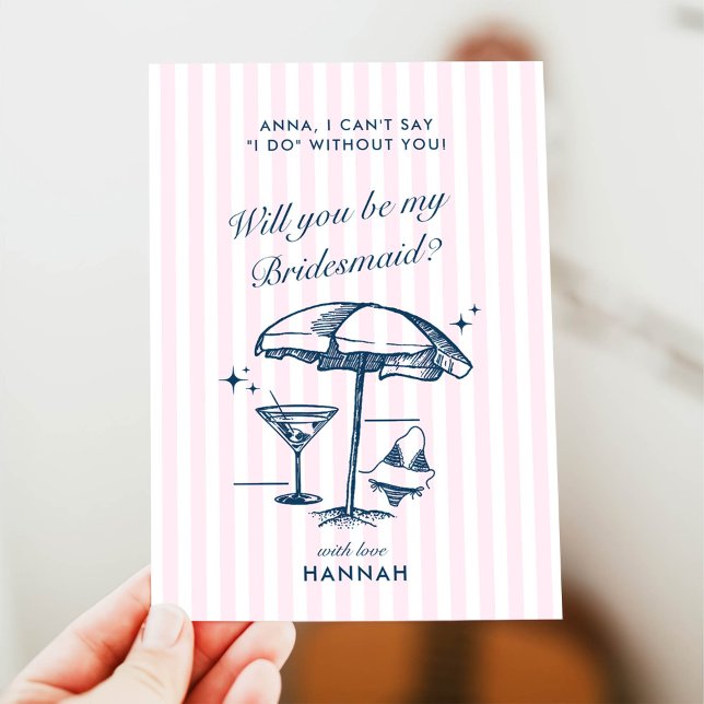 Modern Vintage Grey Bridesmaid Proposal Card (Creator Uploaded)