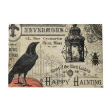modern vintage Halloween crow and pumpkin