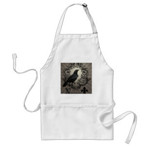 modern vintage halloween crow standard apron