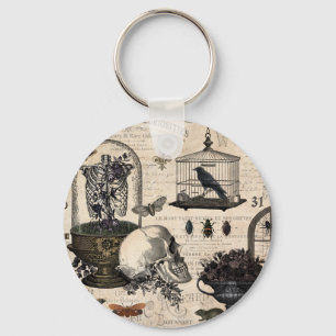 Modern Vintage Halloween Garden Key Ring