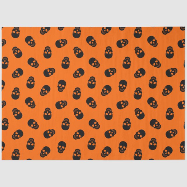 Modern Vintage Halloween Orange Skull Tissue Paper (Front)