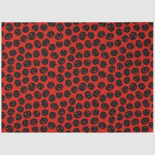 Modern Vintage Halloween Red Pumpkin Tissue Paper (Front)