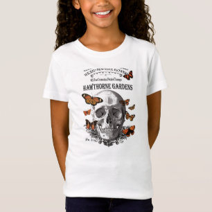 modern vintage Halloween skull and butterflies T-Shirt