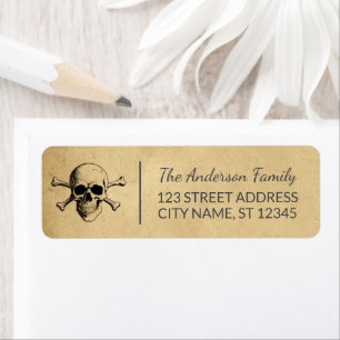 Modern Vintage Halloween Skull Custom Family Name