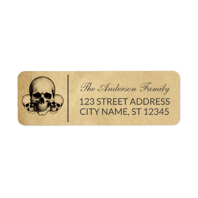 Modern Vintage Halloween Skull Custom Family Name  (Front)