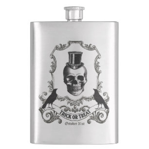 Modern Vintage Halloween skull Hip Flask