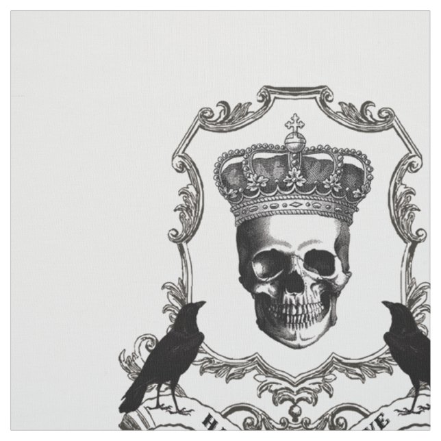 Modern vintage Halloween skull with crown Fabric (Swatch)