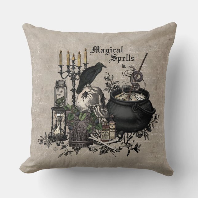 Modern vintage Halloween WITCHES BREW Cushion (Front)