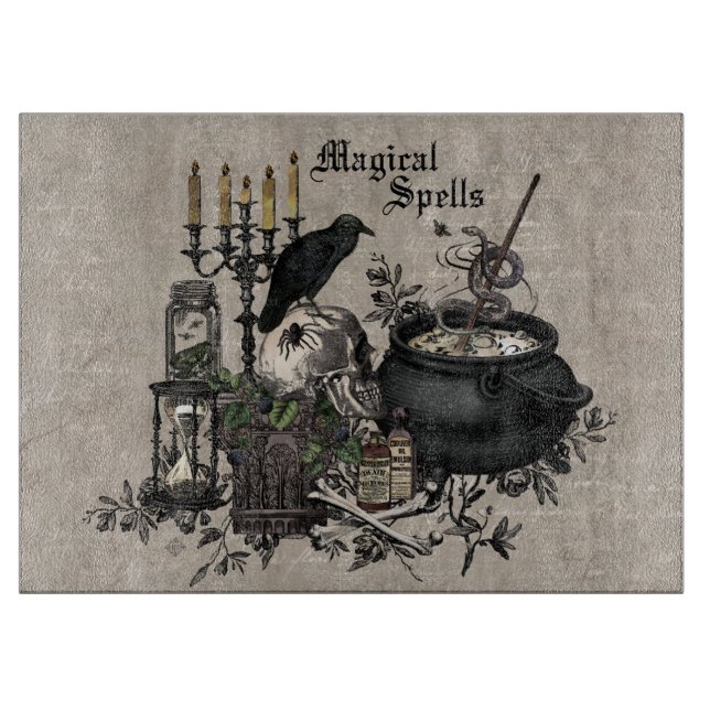 Modern vintage Halloween WITCHES BREW Cutting Board (Front)
