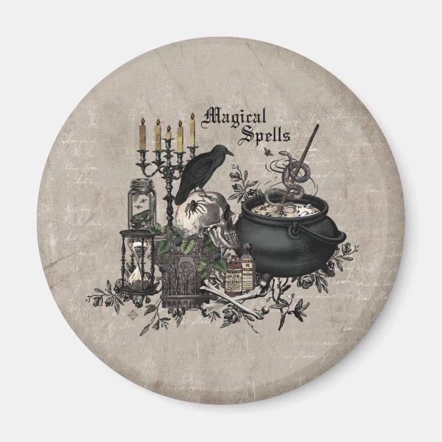 Modern vintage Halloween WITCHES BREW Magnet (Front)