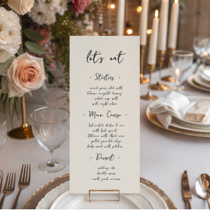 Modern Vintage Handwriting Wedding Dinner Menu
