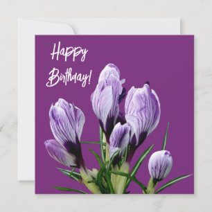 Modern vintage Happy Birthday purple floral trendy Card