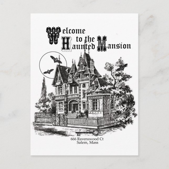 modern vintage haunted mansion postcard (Front)