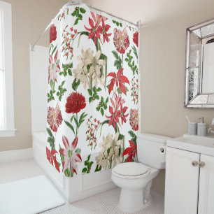 modern vintage holiday floral 5 shower curtain