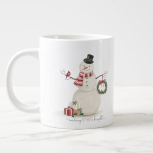Modern vintage Holiday snowman Large Coffee Mug