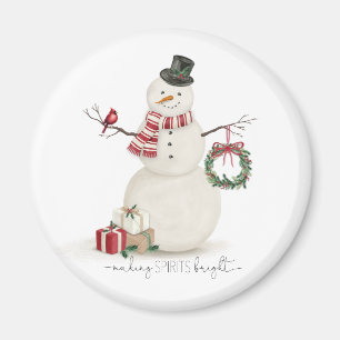 Modern vintage Holiday snowman Magnet