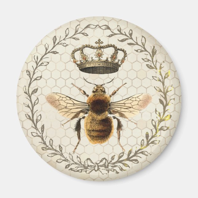 Modern Vintage Honeycomb Queen Bee  Magnet (Front)