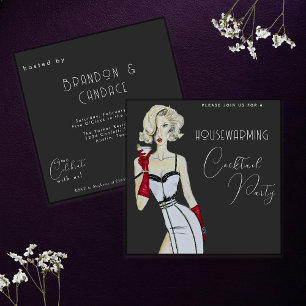 Modern Vintage Housewarming Cocktail Party Pin Up Invitation