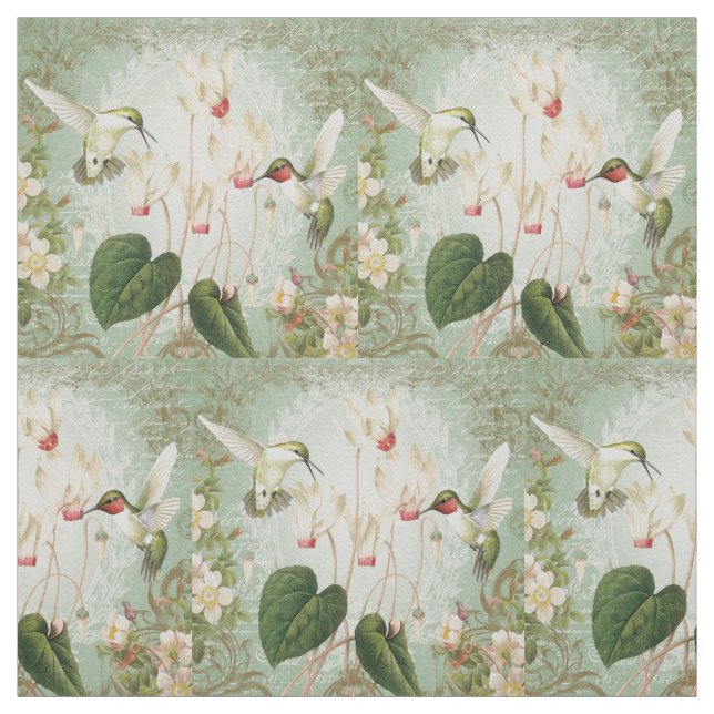 modern vintage hummingbird fabric (Swatch)