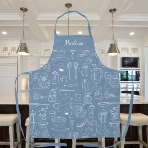 Modern Vintage Kitchen Utensils Cute Doodle Apron