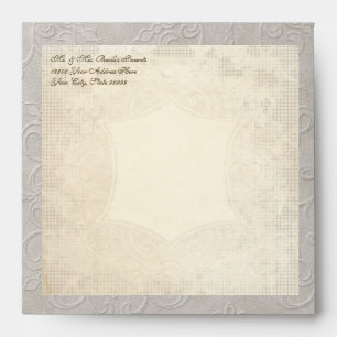 Modern Vintage Lace Tea Stained Hydrangea n Roses Envelope