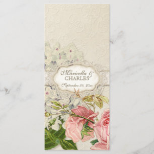 Modern Vintage Lace Tea Stained Hydrangea n Roses Menu