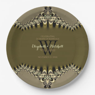 Modern Vintage Lace Wedding Special Events Paper Plate